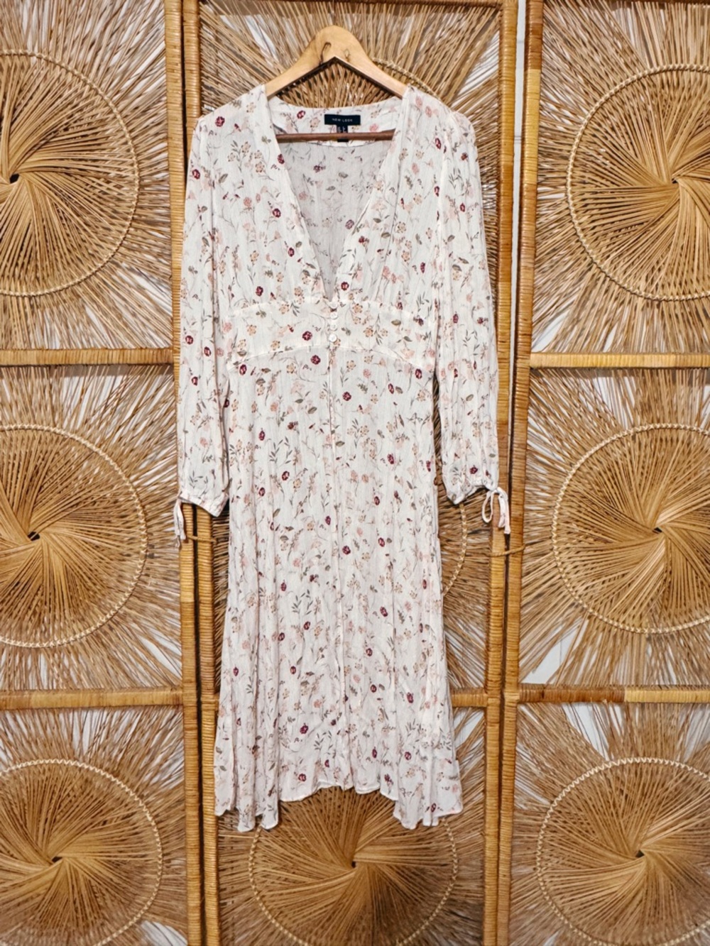 New Look Ivory/Cream/White Floral Midi Kimono Size 4 (Small)
